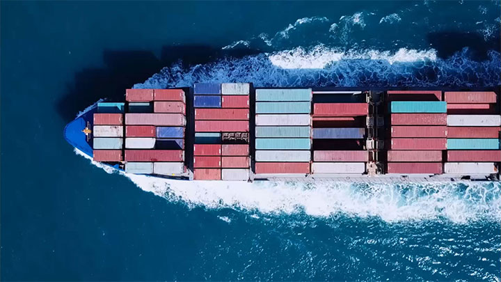 arial view container ship