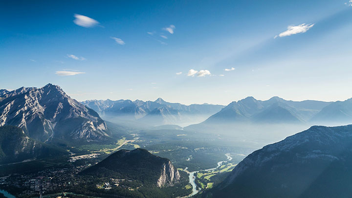 Mountain view, blue sky