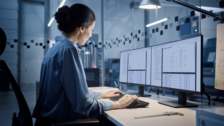 woman at computer workstation