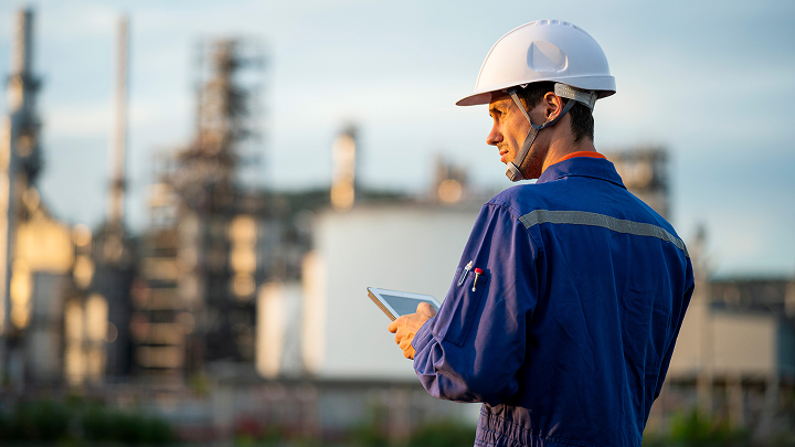 service engineer inspecting a power plant