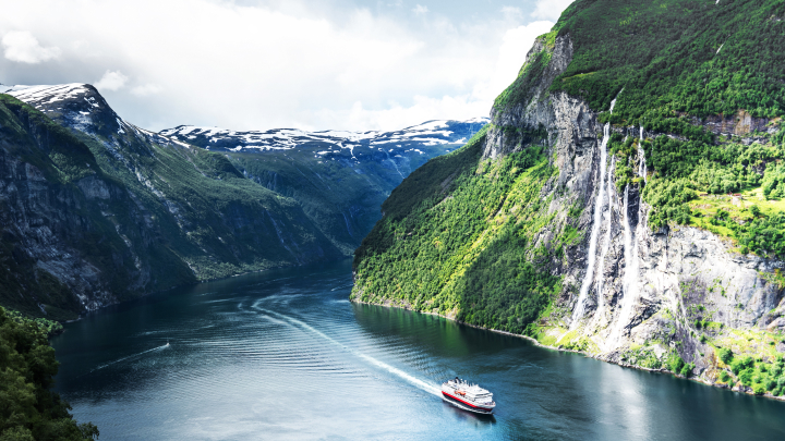 Ship crusing in Fjord