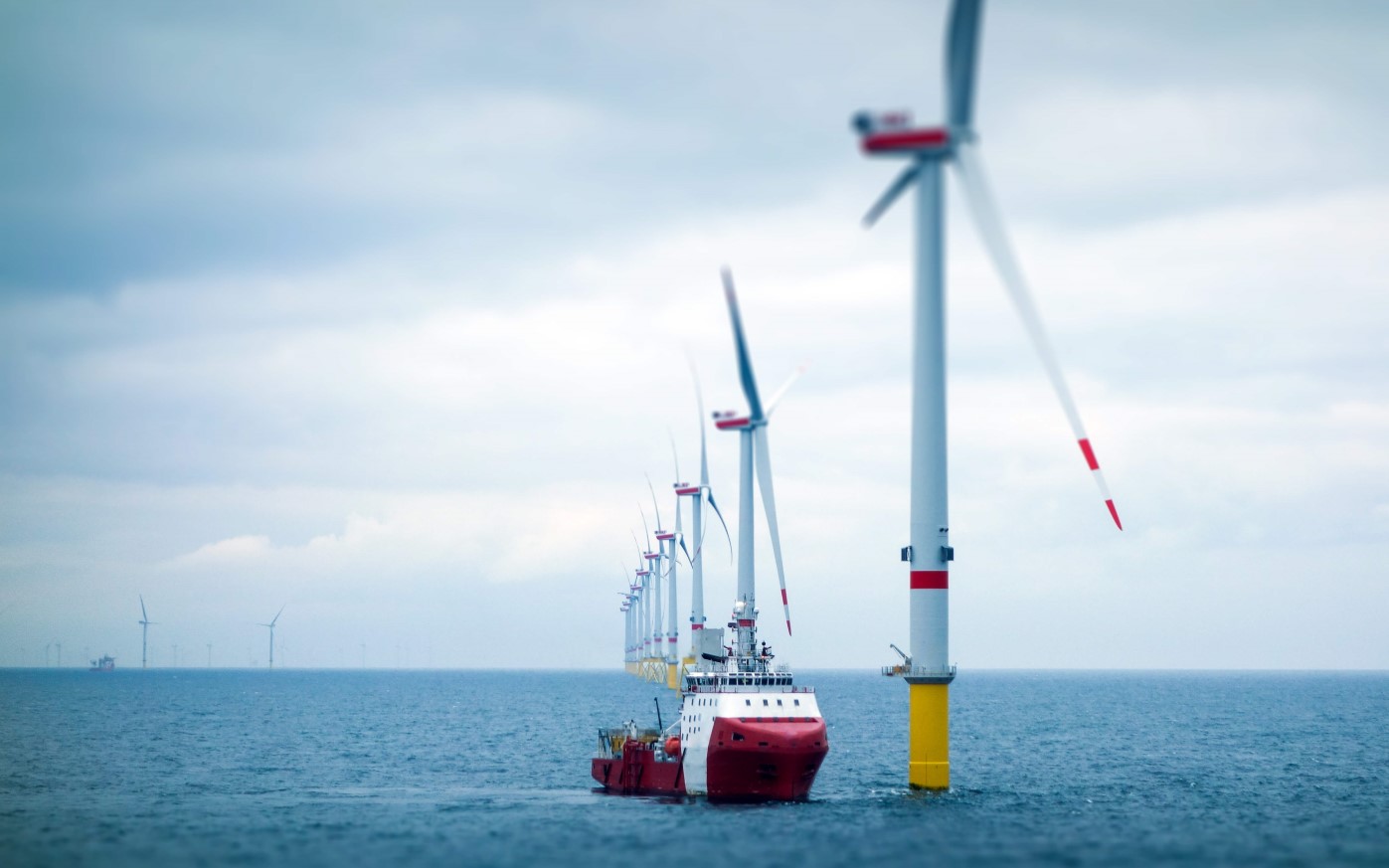 An offshore supply vessel at an offshore wind farm